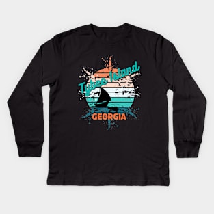 Tybee Island Georgia Retro Vintage Sunset Kids Long Sleeve T-Shirt